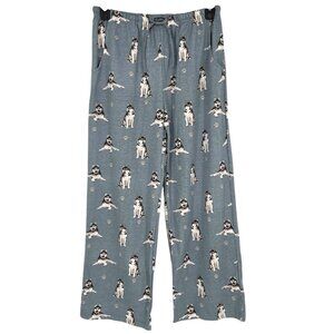 Comfies Husky Dog Print Pajama Pants Blue Cotton Size Medium NWT